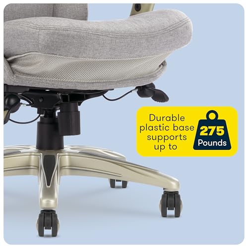 Serta Ergonomic Executive Office Chair Motion Technology Adjustable Mid Back Design with Lumbar Support, Light Gray Fabric Serta