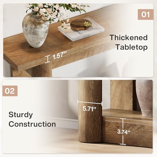 Tribesigns 63-Inch Farmhouse Console Table, 2-Tier Storage Sofa Table Behind The Couch, Narrow Long Entryway Furniture for Home Hallway, Entrance, Living Room, Brown Tribesigns
