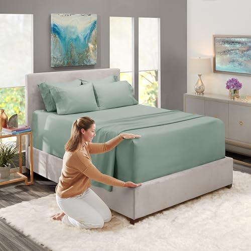 Hearth & Harbor Extra Deep Pocket Sheet Sets, Luxury Soft 6 Piece Bed Sheet Set Fits Mattress 18-24 Inches - King, Sage Green New Hearth & Harbor
