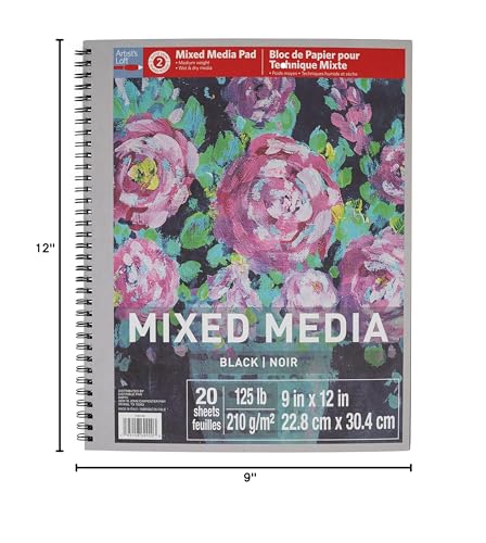 Black Mixed Media Pad by Artist's Loft™ 125lb/210gsm, 20 Sheets Artist's Loft