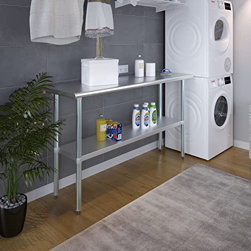 AmGood Stainless Steel Work Table with Undershelf | Food Prep NSF | Utility Work Station | (60" Length X 18" Width) AmGood