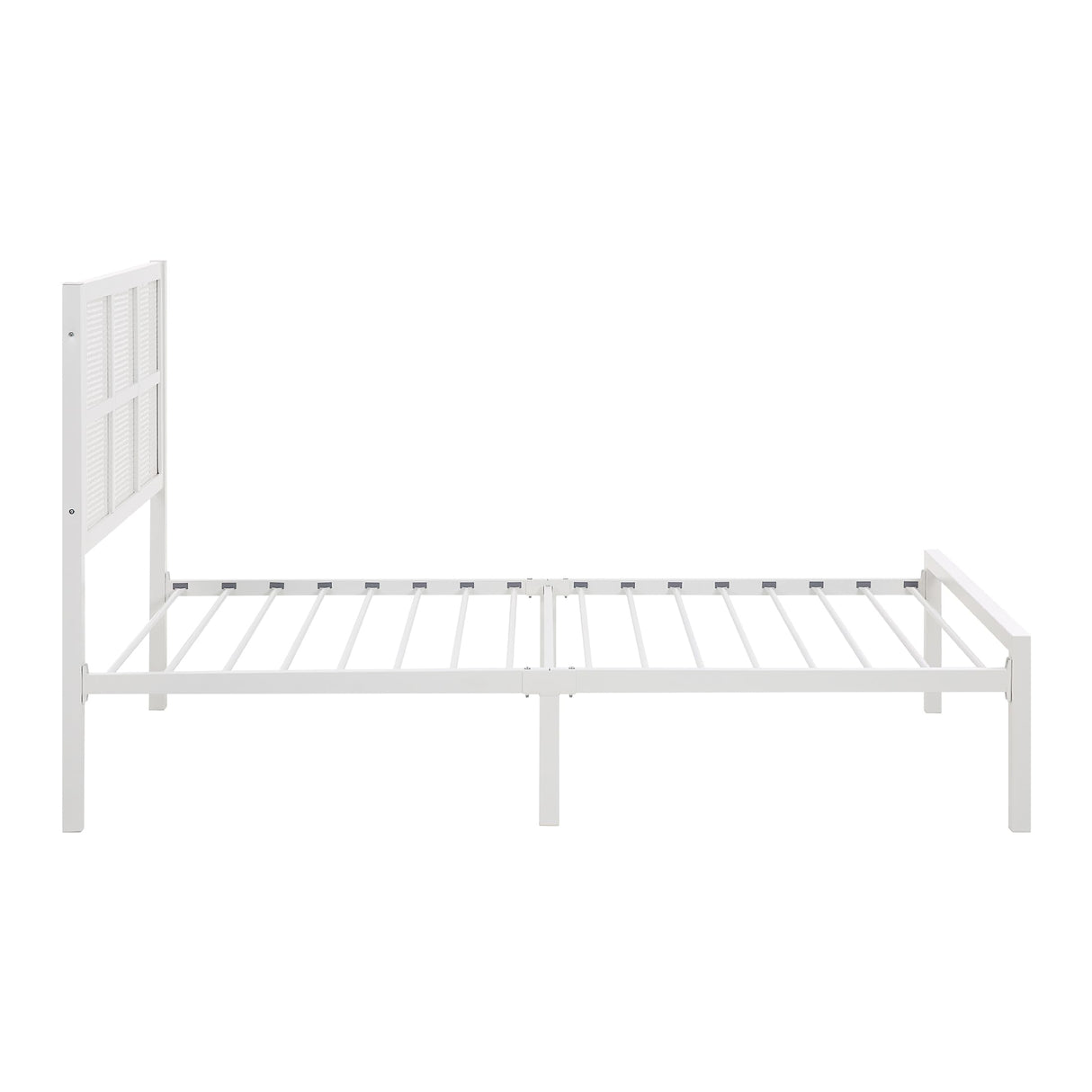 Lexicon Metal Bed Frame with Rattan Headboard, Metal Platform Bed with Strong Metal Slat Support Under Bed Storage, Boho Faux Cane Bed, Mattress Foundation No Box Spring Needed, Twin Bed, White Lexicon