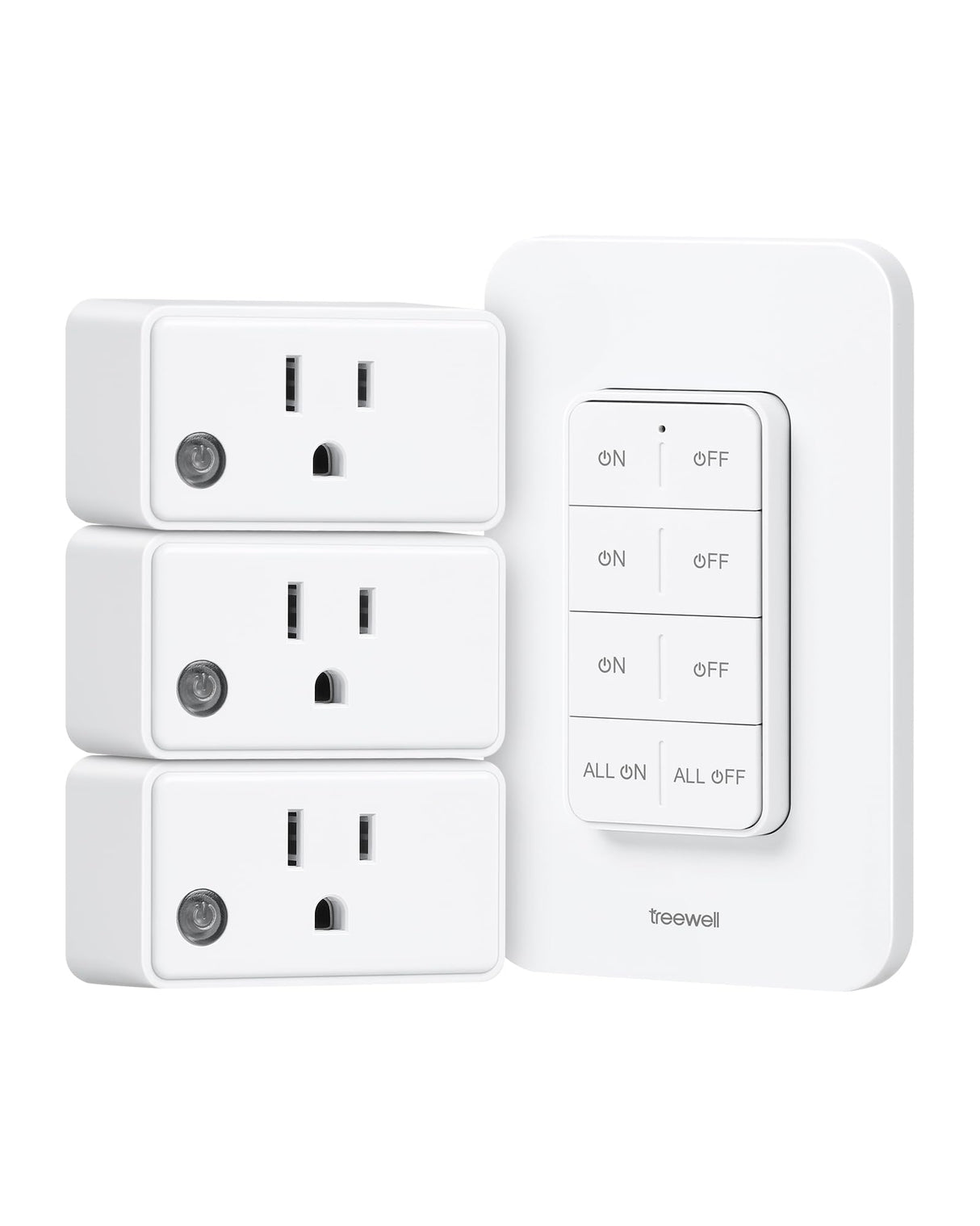 TREEWELL Remote Control Outlet Wireless Wall Mounted Light Switch, Programmable and Expandable Remote Light Switch Kit, No Wiring Needed, 200 Ft RF Range, 15A/1875W, Compact Design, ETL Listed treewell