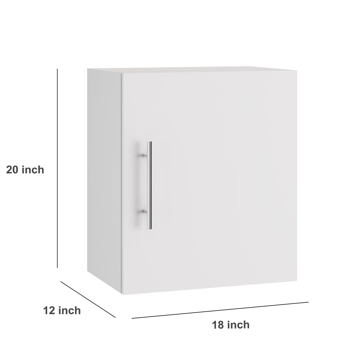 JPND Small Wall Cabinet, 18" W x 12" D x 20" H Wooden Wall Mounted Storage Cabinet, 1 Door Cabinet with Soft Close and Metal Handle and Adjustable Shelf, for Kitchen, Garage, Laundry, Bathroom, White JPND