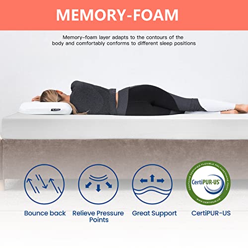 FDW | 5 Inch Twin Mattress | Medium Firm | Gel Memory Foam Mattress | White | Bed in a Box, CertiPUR-US Certified | Pressure Relief, Cooling Ventilated Foam | Washable Removable Cover FDW