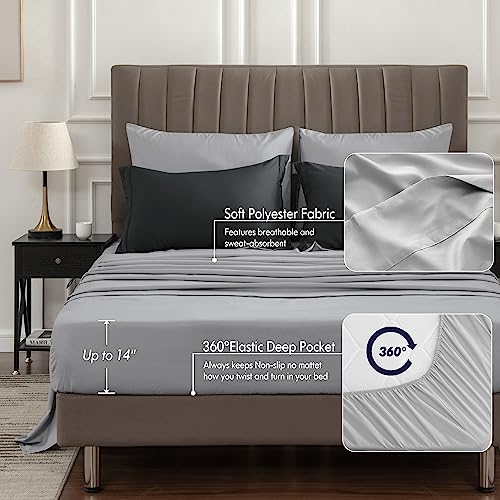 BEDELITE King Size Comforter Set 7 Pieces Bed in A Bag - Soft Microfiber Reversible Black Bed Set with Comforters, Sheets, Pillowcases & Shams, Cozy Luxury Bedding Sets for All Season BEDELITE