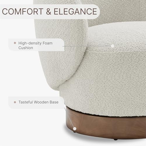KISLOT Swivel Accent Chair Round Barrel Armchair Upholstered Performance Fabric for Living Room Bedroom Reading Waitingroom,2 PCS,Cream KISLOT