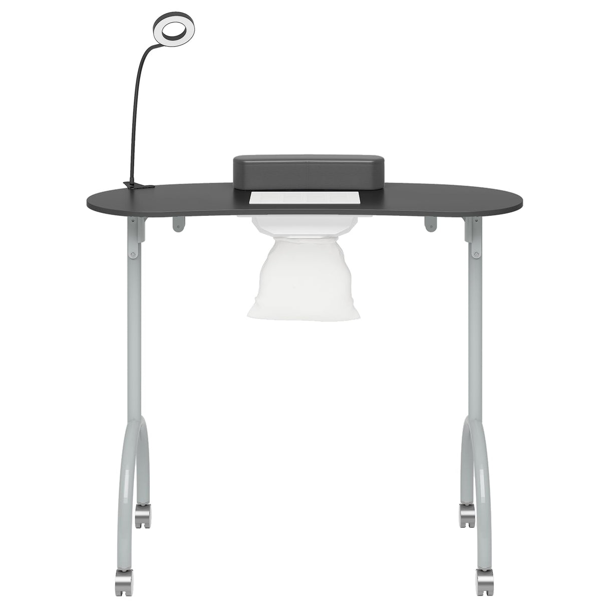 TABU Portable Manicure Nail Table, Foldable Manicure Table with Dust Collector Fan, LED Lamp, 4 Lockable Wheels and Carry Bag, Professional Nail Desk TABU