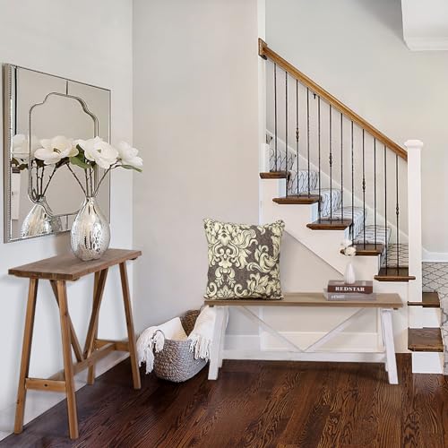 Wnutrees 43" Farmhouse Wood Bench, Narrow Bench, Long Bench Seat for Entryway, Living Room, Dining Room, Solid Wood, White Wnutrees