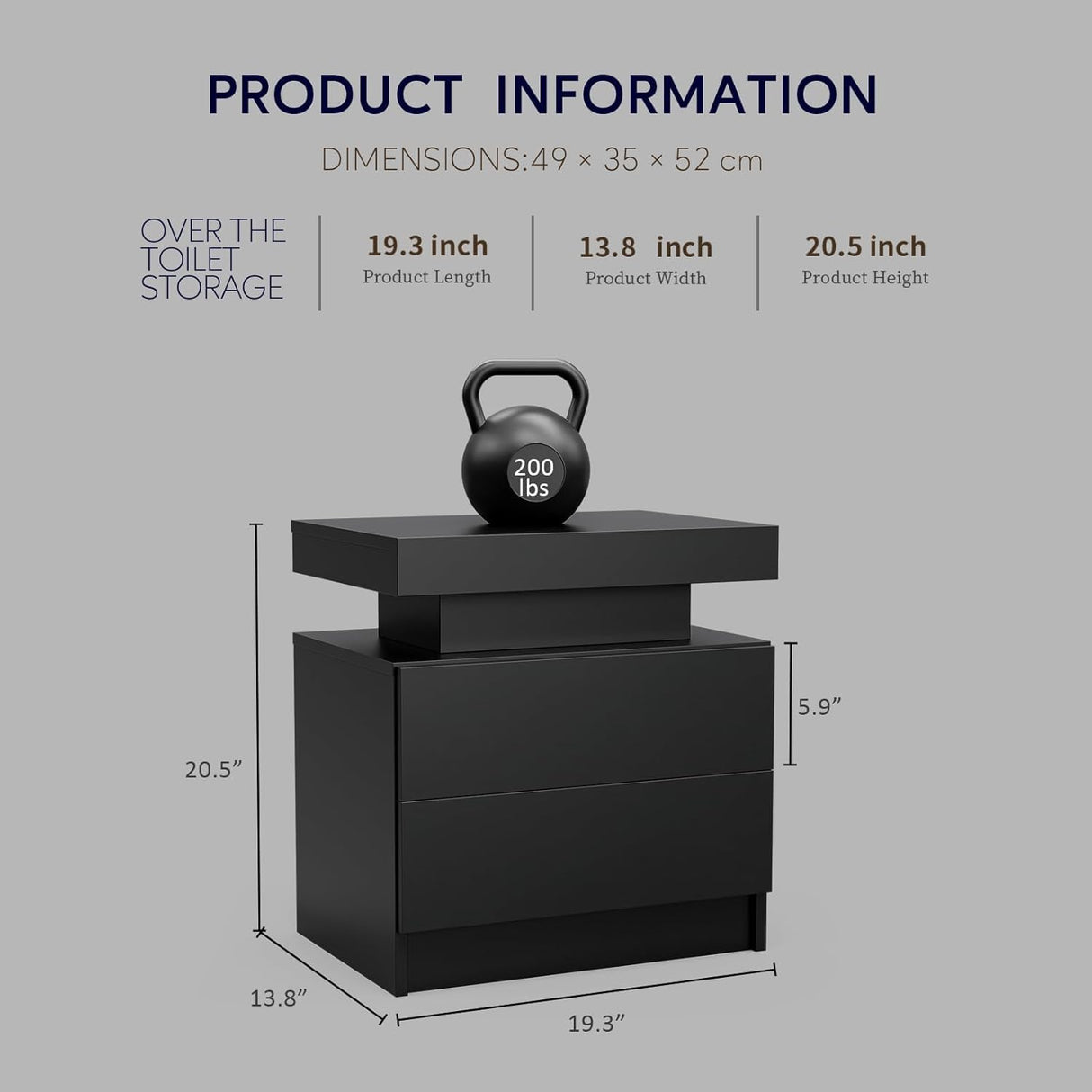 DobleCliCli LED Nightstand with 2 Drawers Modern Night Stand with LED Lights Night Stands for Living Room,Bedroom DobleCliCli