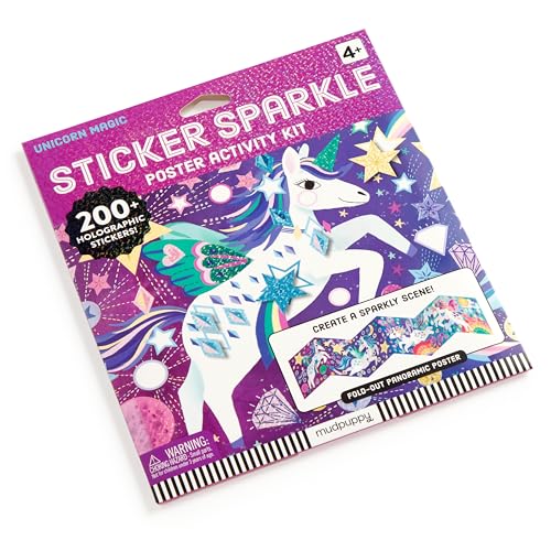 Mudpuppy Unicorn Magic – Sticker Sparkle Poster Activity Kit with Illustrations of Sparkling Unicorns for Children Ages 4 and Up Mudpuppy