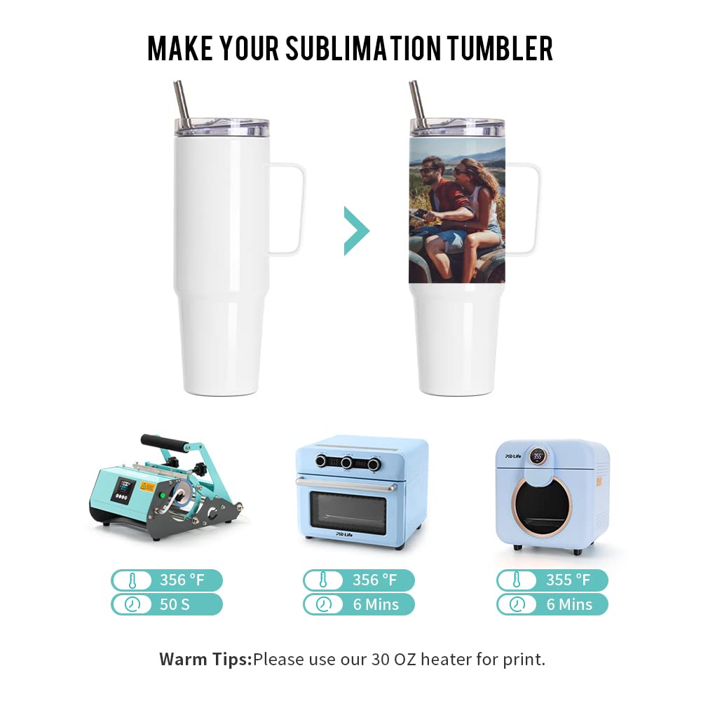 PYD Life 4 Pack Sublimation 36 OZ Tumblers with Handle Blanks White Coffee Mugs Insulated Reusable Travel Cups with Leakproof Lid and Stainless Straw for Tumbler Heat Press PYD Life