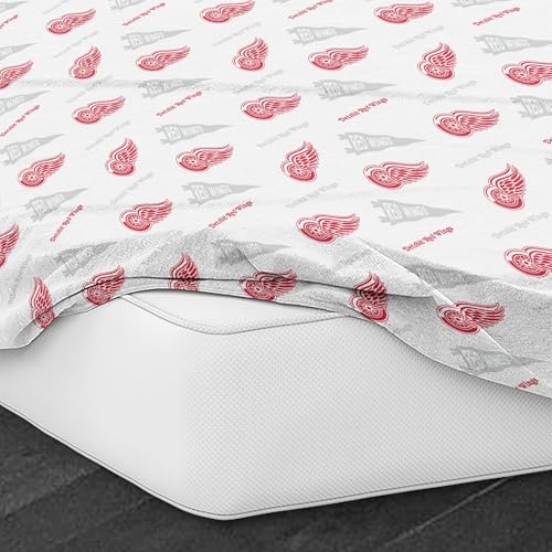 Northwest Officially Licensed Detroit Red Wings NHL Twin Size Sheet Set – Comfortable Bedding with Repeating Team Logos for Hockey Fans, Dorm & Game Day Spirit Rooms Northwest