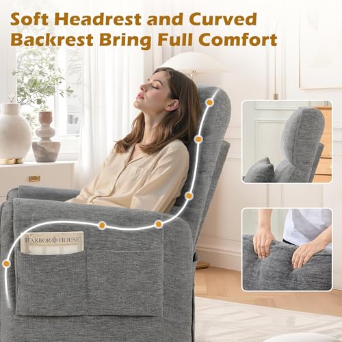 Korser Power Recliner Chair, Small Recliners for Small Spaces, Electric Recliner Chairs for Adults with Remote, Pillow and Side Pockets, Reclining Chair with Memory Function, Living Room, Chenille