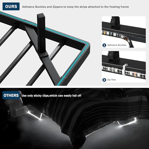 GalnFu Twin Size Floating Bed Frame with LED Lights and Charging Station, Metal Platform Bed with Power Outlet, Heavy Duty Steel Slats Support, Noise Free, No Box Spring Needed, Easy Assembly GalnFu