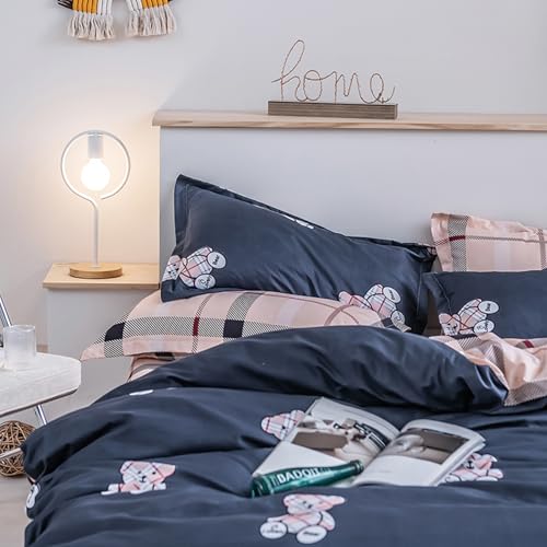 HALOZI Duvet Cover Set Twin Size Little Bear Luxury Soft Bedding Set Comforter Cover with Zipper Closure and Corner Ties (1 Duvet Cover+2 Pillowcases)(Twin(68X90) inch) HALOZI