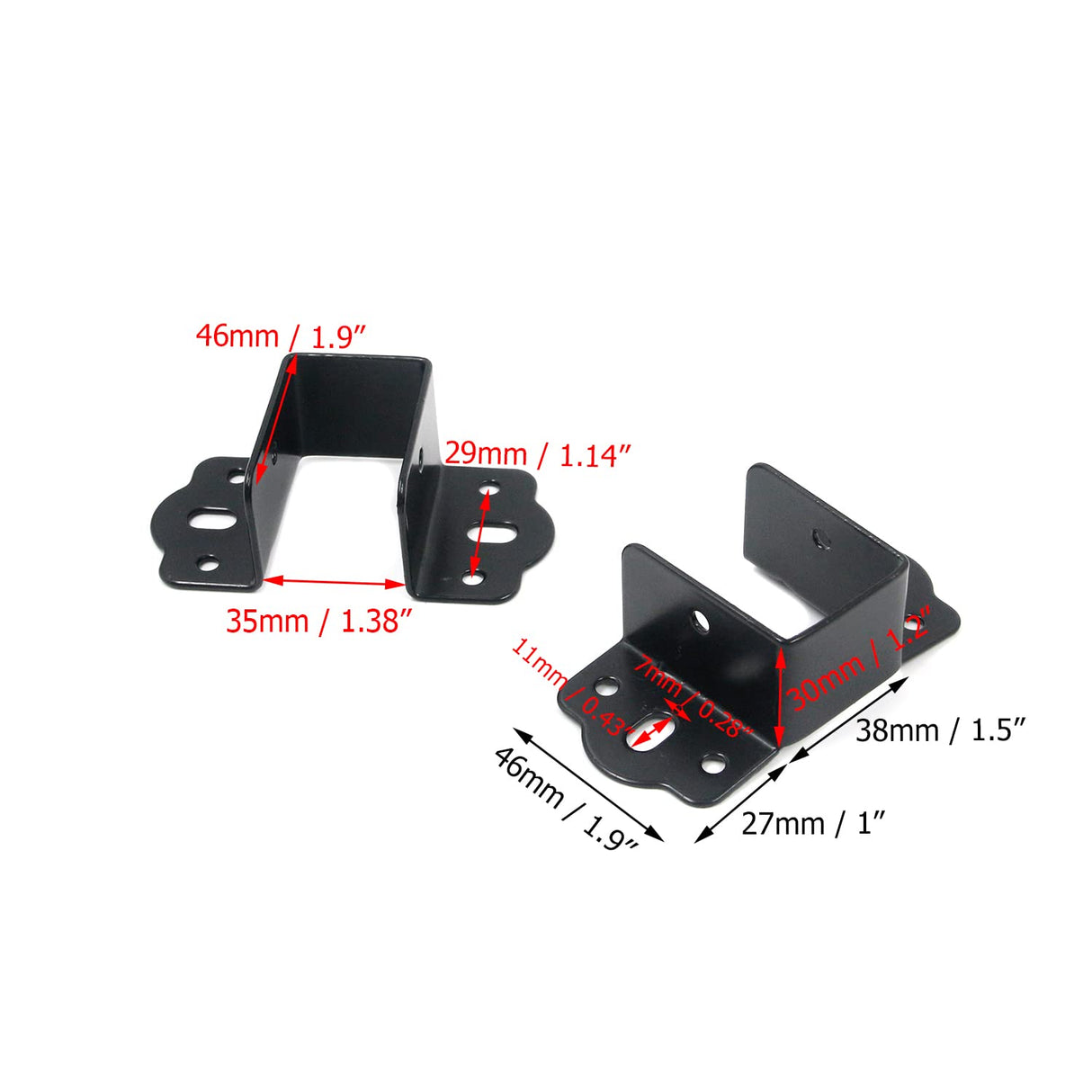 Coshar 4Pcs Heavy Duty Bed Rail Fittings Black Bed Frame Brackets Adapter U-Shape Bed Supporters Hardware for Bunk Bed Headboard, 3.62"x1.9"(L*W) Coshar