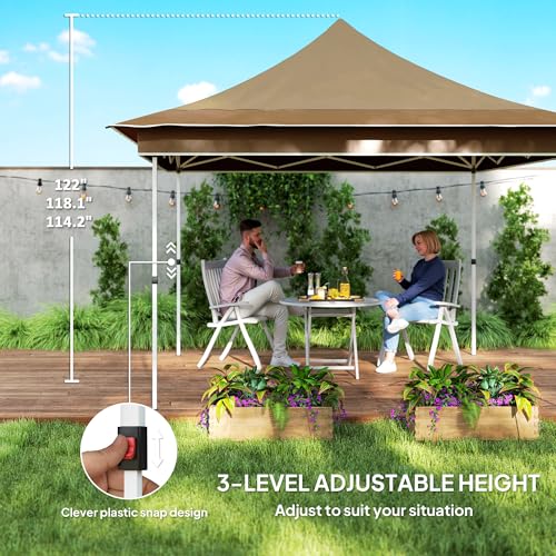 Outsunny 12 x 12 ft. Pop Up Canopy Tent with Mesh Netting, UPF50+ Instant Sun Shelter with Carry Bag, Height Adjustable Party Tent Instant Event Shelter for Garden, Patio, Beige Outsunny