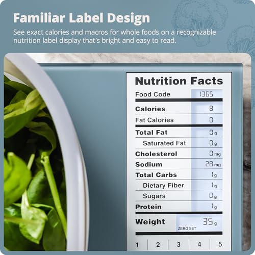 Greater Goods Digital Nutrition Scale โ Accurate Macro and Calorie Tracking for Meal Prep, Weight Loss, and Healthy Eating | 2,000 Built-in Foods, Intuitive Nutrition Label Display, 11lb Cap, Blue