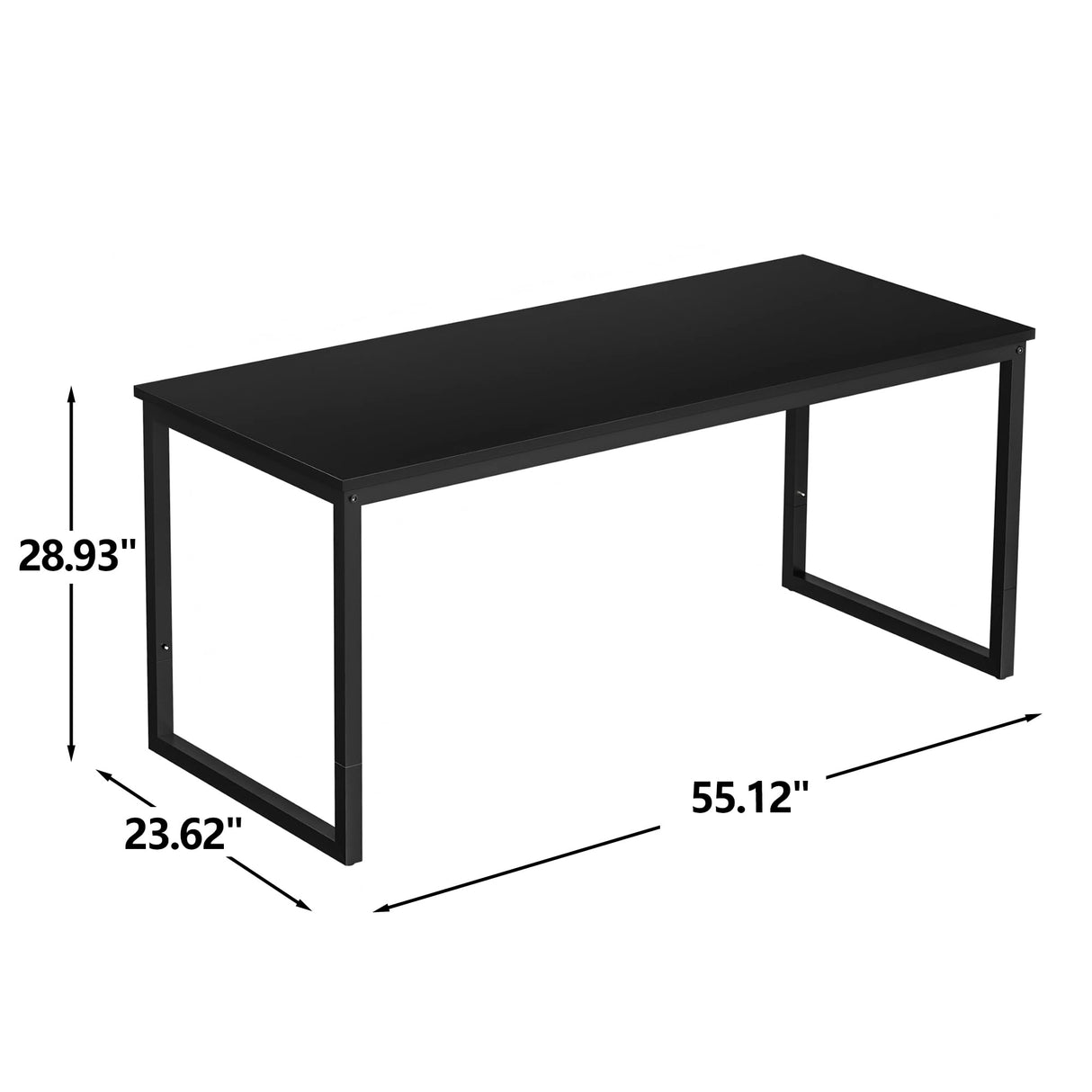 SUPER DEAL Computer Desk 55 Inch Modern Sturdy Office Desk PC Laptop Notebook Simple Writing Table for Home Office Workstation, Black SUPER DEAL