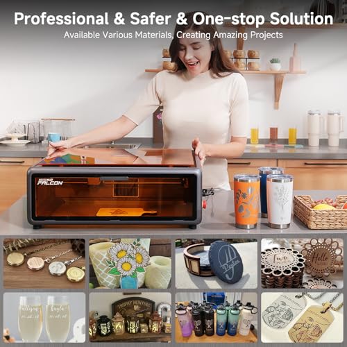 Creality Falcon A1 10W Laser Engraver, Enclosed Laser Cutter with Air Assist, HD Camera Positioning, Beginner-Friendly, Class 1 Safety Laser Engraving Machine for Wood and Metal, Acrylic Creality