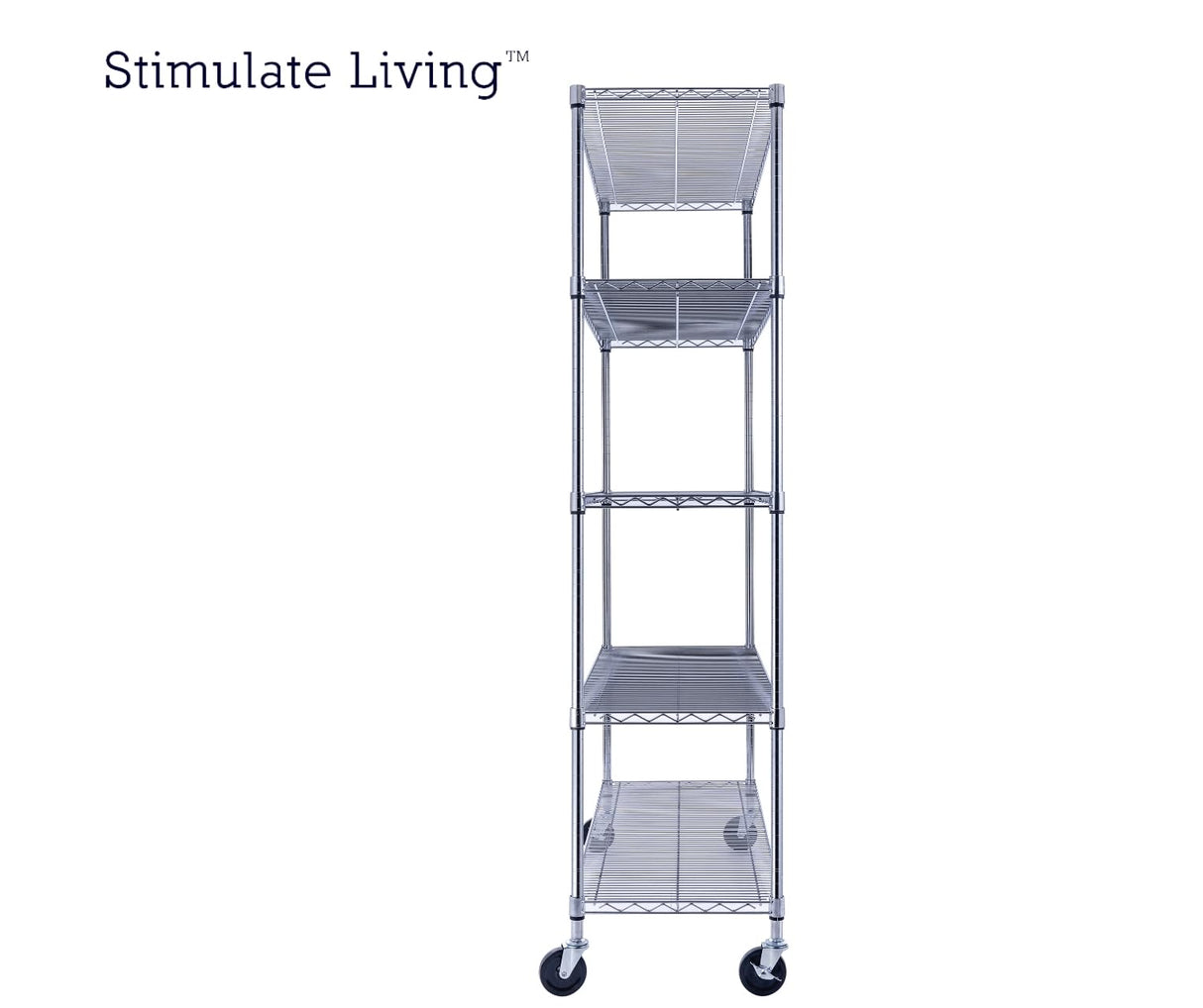 48"x18"x72" PRIME HEAVY DUTY Chrome 5-Tier Wire Shelving NSF 4000 LBS MAX Capacity Storage Rack for Commercial, School, Home, Garage, Warehouse, Industrial, and Hospital Uses (with Wheels) Stimulate Living