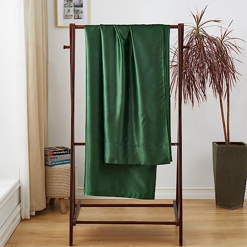 Ersmak Satin Flat Sheet Only, Single Flat Sheet Twin, Luxury & Ultra Soft Silky Bedding Top Sheet for Twin Mattress - Emerald Green Ersmak