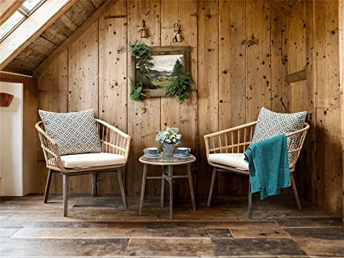 Fangflower Weather Patio Bistro Set, Outdoor Furniture Tempered Coffee Table, and Wicker Chairs for Garden, Balcony, Yard Poolside, White Fangflower