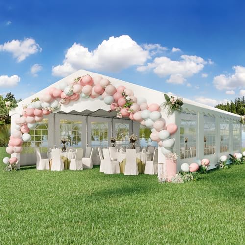 EROMMY 20x30FT Heavy Duty Party Tent, Outdoor Wedding Canopy with 8 Removable Sidewalls, 2 Roll-up Doors, 2 Storage Bags, Gazebo Shelter for Events & Commercial Use, White EROMMY