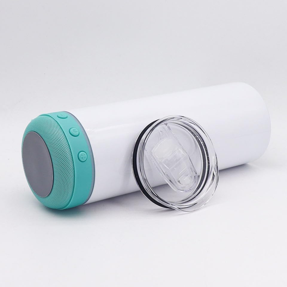 Decowo 20OZ Skinny Straight Sublimation Tumbler Bluetooth Speaker Music Tumbler Blanks (Black Speaker) Decowo