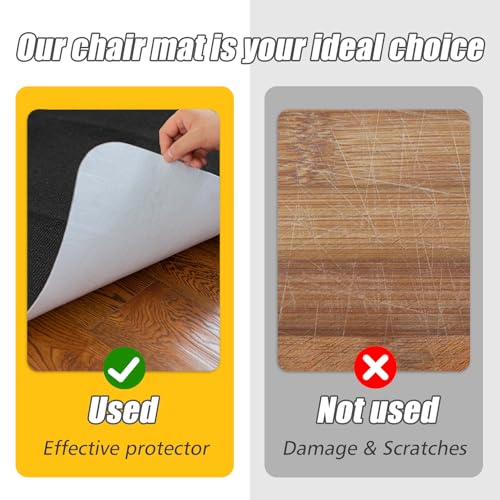 Sycoodeal Office Chair Mat for Hardwood Floor,Office Computer Gaming Chair Mat for Tile Floor,Large Floor Protector Rug,Anti-Slip,Easy to Clean,Pure Black(48"x36") Sycoodeal