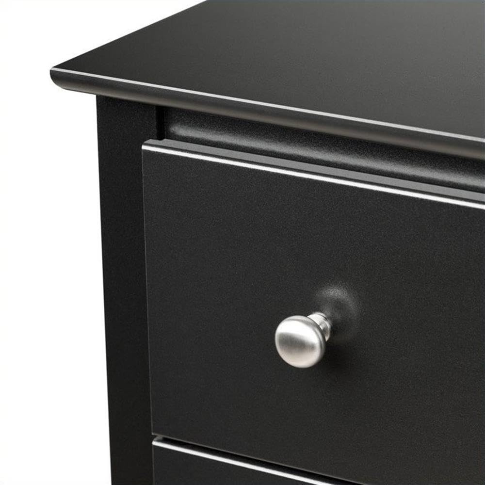 Prepac Sonoma Traditional Nightstand Side Table with 2 Drawers, Functional 2-Drawer Bedside Table 16" D x 23.25" W x 21.75" H, Black, BDC-2422 Prepac