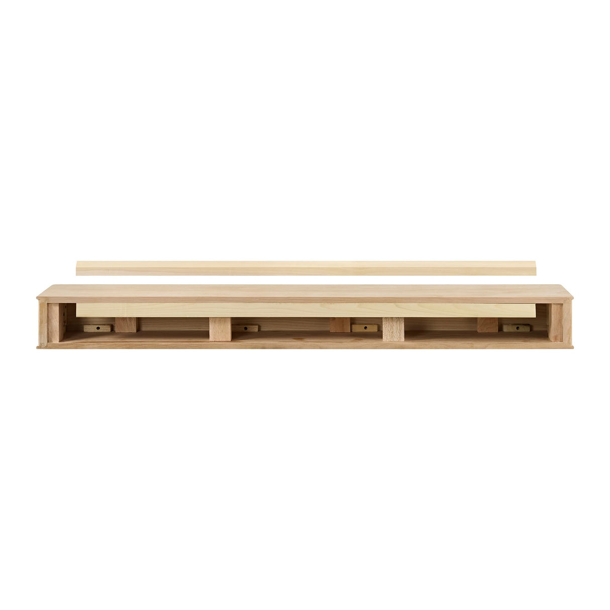 Modern Ember Monti 72 Inch Fireplace Wood Mantel Shelf with Fluted “Reed” Details in Whitewash | Natural White Oak Wood | Stained Finish | DIY Mounting Hardware Included | 72" W x 6" H x 8" D Modern Ember