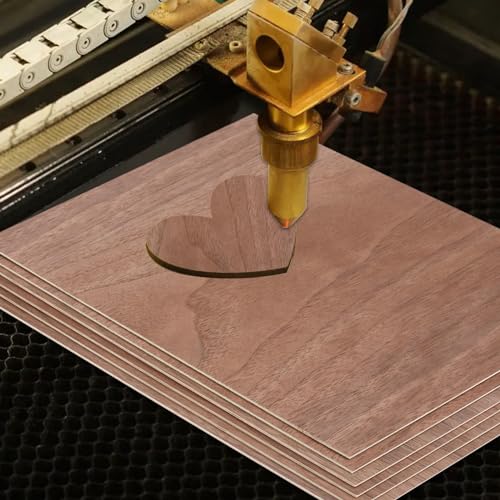 6 Pack 11.8 × 11.8 Inch Walnut Plywood Sheets, 1/8 Inch - 3mm Square Unfinished Wood Craft for Laser Cutting & Engraving, School DIY Projects, Painting, Fretwork, CNC Cutting, and Wood Burning SENENQU