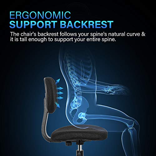 YSSOA Office Ergonomic Mesh Computer Chair with Wheels & Arms, Black, Lumbar Support YSSOA