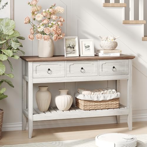 Maupvit Rustic Entryway Table with Large Storage Space, Farmhouse Feel Console Table for Entryway, Sturdy & Reliable Structure Sofa Table, Easy to Assemble Entry Table Maupvit