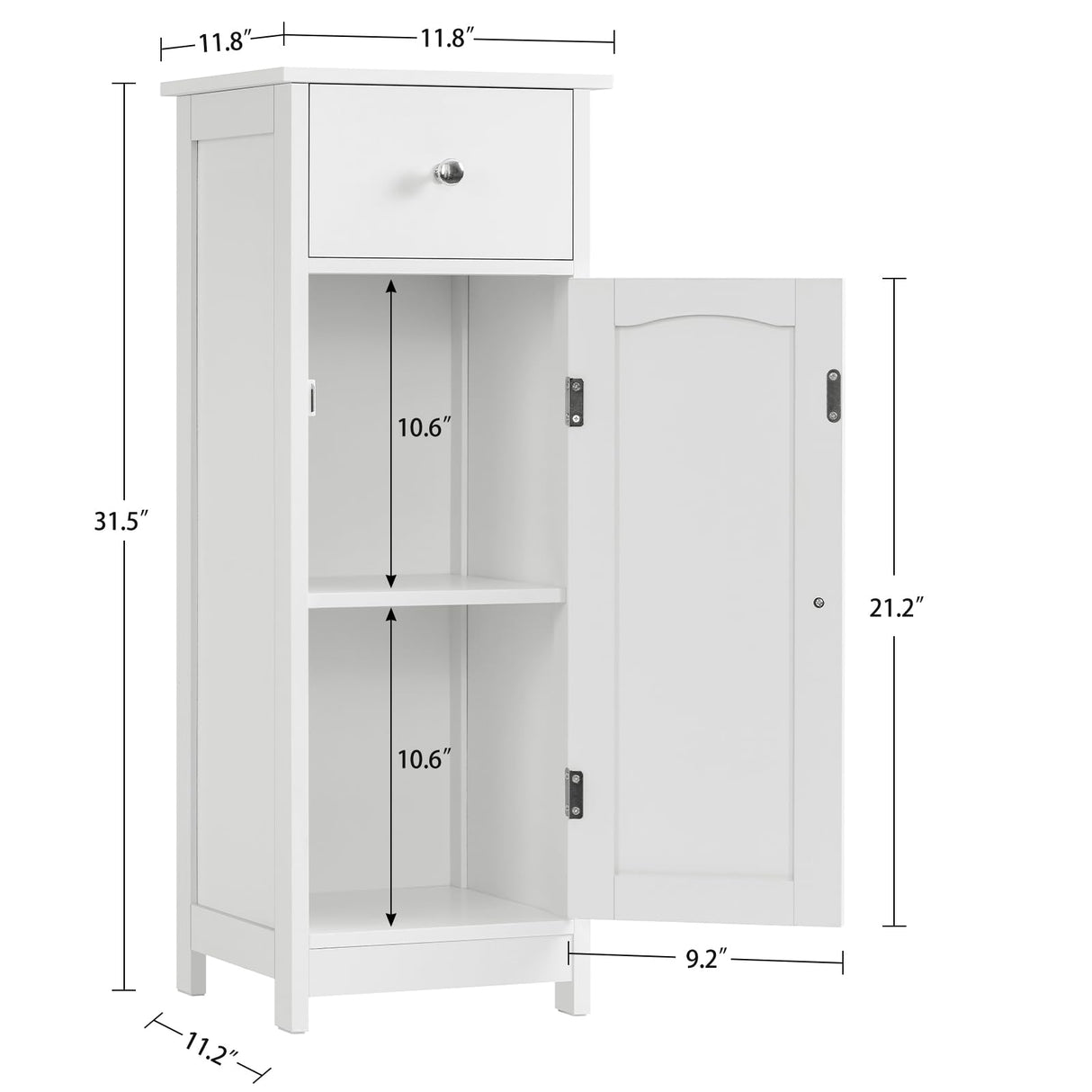 Iwell Bathroom Floor Cabinet, Small Bathroom Storage Cabinet with Drawer & Storage Shelf, Free-Standing Organizer Cabinets for Hallway/Living Room, White Iwell