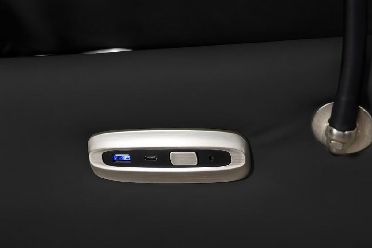 Oversized Electric Recliner Chair, 360 Swivel Rocking Glider Rocker for Adults Modern Ergonomic Lounge for Living Room Phone Stand& Smart Control Theater Seating (Black, Silicone Leather) Deolme