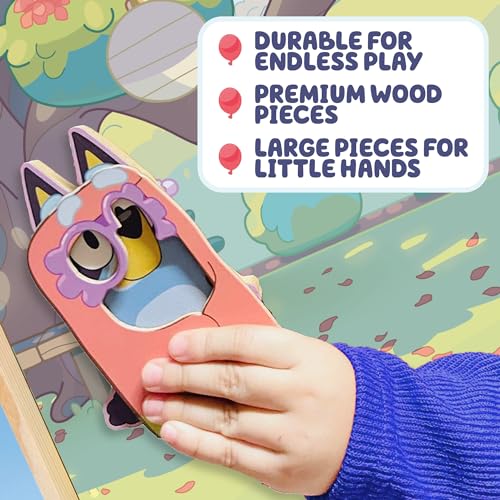 Horizon Group USA Bluey Magnetic Wooden Playhouse, 18 Piece Activity Set, Includes 2 Wooden Dolls House, Great Toys for Kids, Fun Birthday Party Activity, House Playset Horizon Group USA