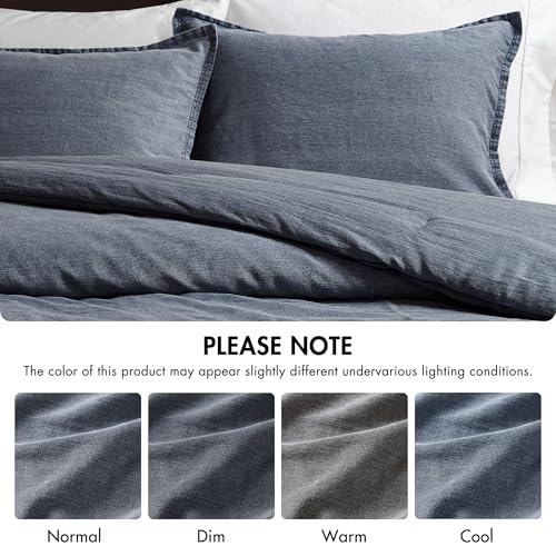 Woolrich King Duvet Cover Set Cotton Stone Washed, Oversized Duvet Cover for King Size Bed, All Season Soft King Size Bedding Cover, McKenzie, King/Cal King Blue 3 Piece Woolrich John Rich & Bros.