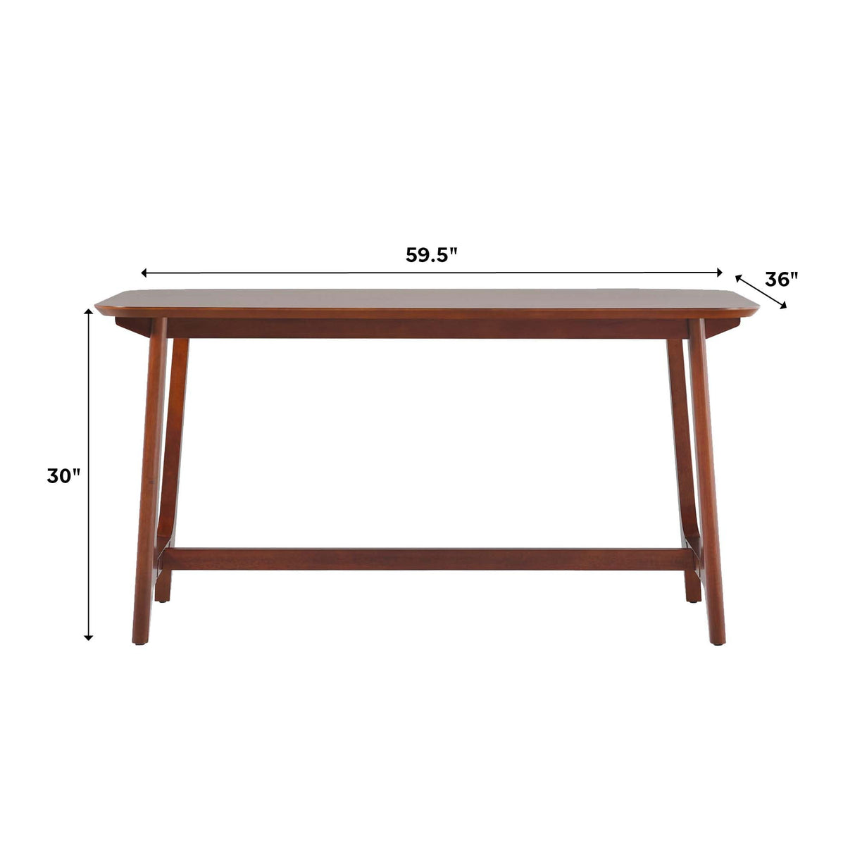 Walker Edison Mid-Century Modern Solid Wood Trestle Base Dining Table, 60 Inch, Walnut Walker Edison