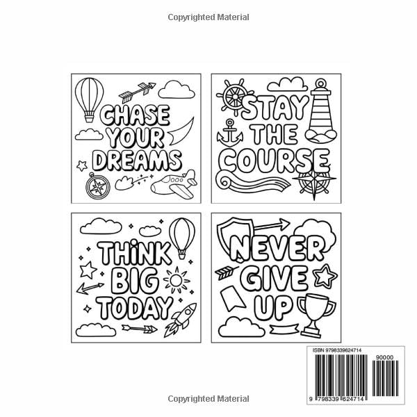 Inspirational Coloring Book Bold and Easy: 50 Coloring Pages for Adults and Teens With Motivational Quotes & Stress Relief Designs WoodArtSupply
