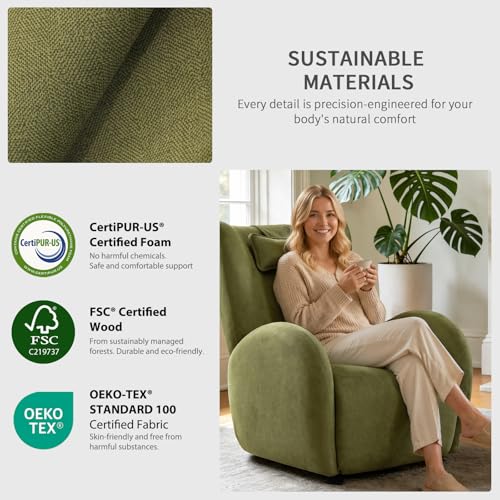 EONIX Stylish Power Glider Rocker Recliner Chair, Dual Motor Independently Controlled Footrest and Backrest, Detachable Headrest, Lazy Boy Recliner for Living Room, SXXY010041, Olive Green