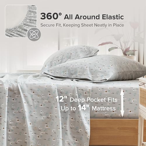 Comfort Spaces 100% Cotton Sheet Set Breathable, Lightweight, Soft with 12" Elastic Pocket Fits up to 14" Mattress, All Season Cozy Bedding, Matching Pillow Case, Twin Lama Multi 3 Piece Comfort Spaces