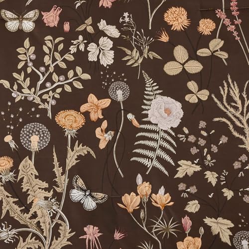 Yiran Brown Comforter Set Queen Size, 7 Piece Floral Comforter Bedding Set, Farmhouse Bed in a Bag, Soft Microfiber Complete Bedding Set with Sheets for All Season