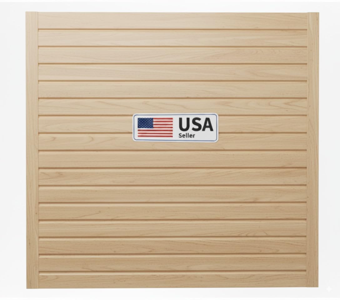 4-Pack Heavy-Duty PVC Slatwall Panels – 12” x 48” Wood Grain Finish – Weather-Resistant Wall Organizer for Garage, Workshop, Retail Display & Storage Systems WISDOMFUR