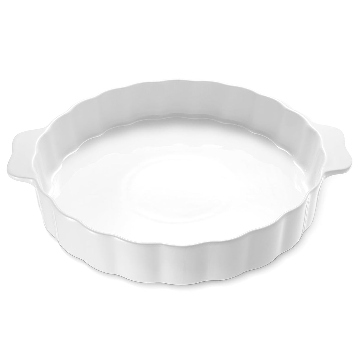 Samsle Ceramic Pie Pan For Baking,13Inch Round Baking Dish With Double Handle,Pie Plate With Ruffled Edge-Microwave, Dishwasher, and Oven Safe Samsle