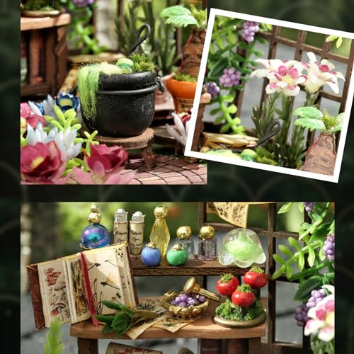 Foyucool Miniature House Kit, Dollhouse Kit with Furnitures, DIY Mini House Building Kit for for Adult, Christmas Home Decorations Gifts for Family and Friends, Flower Shop