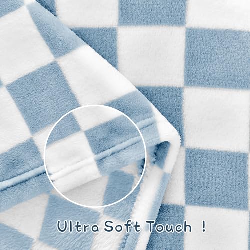 Yurhap Checkered Baby Blanket Fleece Baby Blankets for Boys, Ultra Soft Cozy Fluffy Infant Toddler Newborn Receiving Blankets for Crib Stroller, 30''x40'', Blue Yurhap