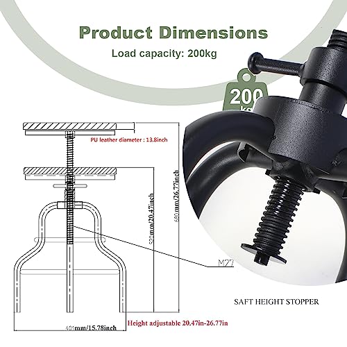 Diwhy Industrial Vintage Bar Stool,Kitchen Counter Height Adjustable Screw Stool,Swivel Bar Stool,Metal Wood Stool,27 Inch,Fully Welded Set of 2 Diwhy